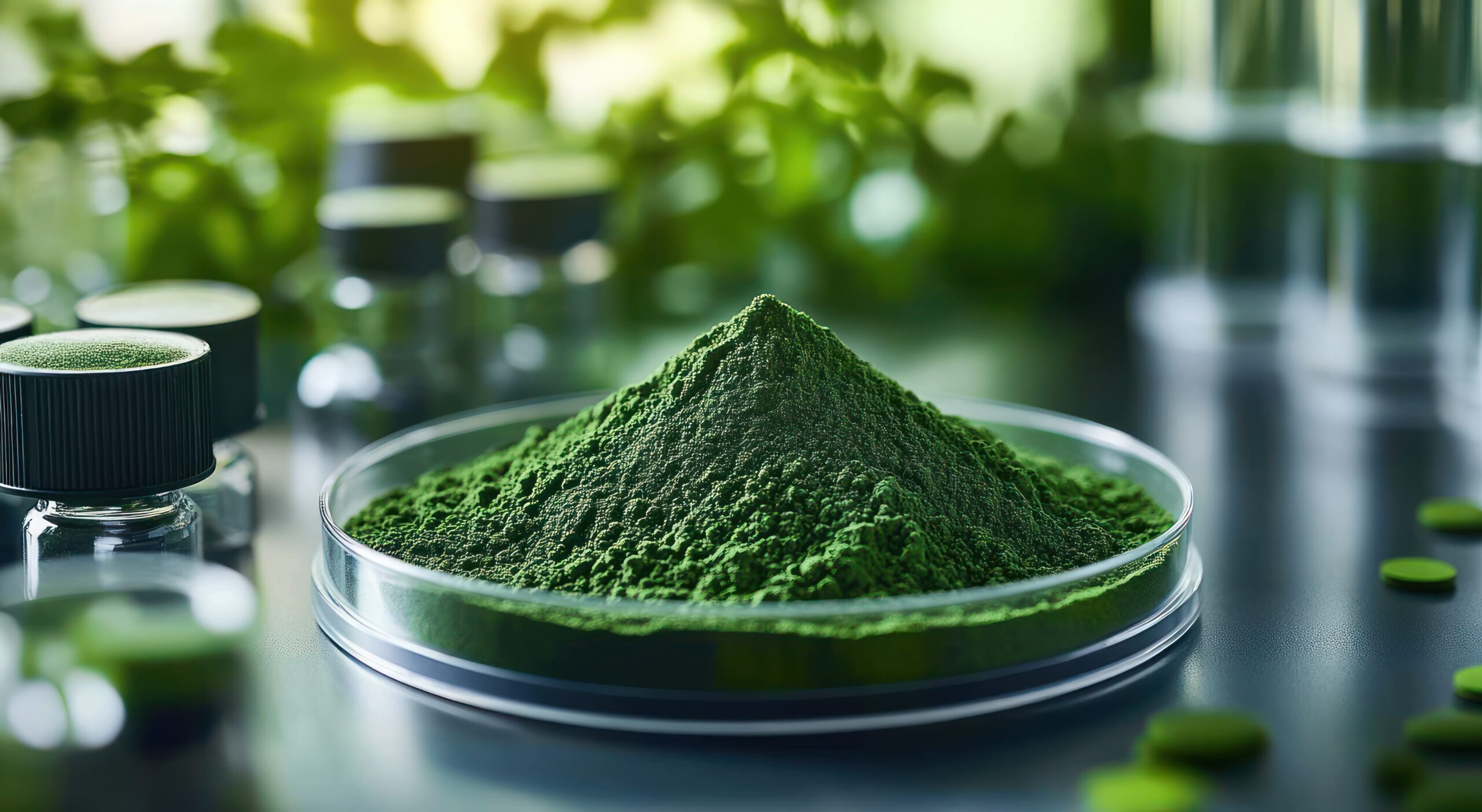 useful powdered dietary supplements. Organic food supplements macro photo