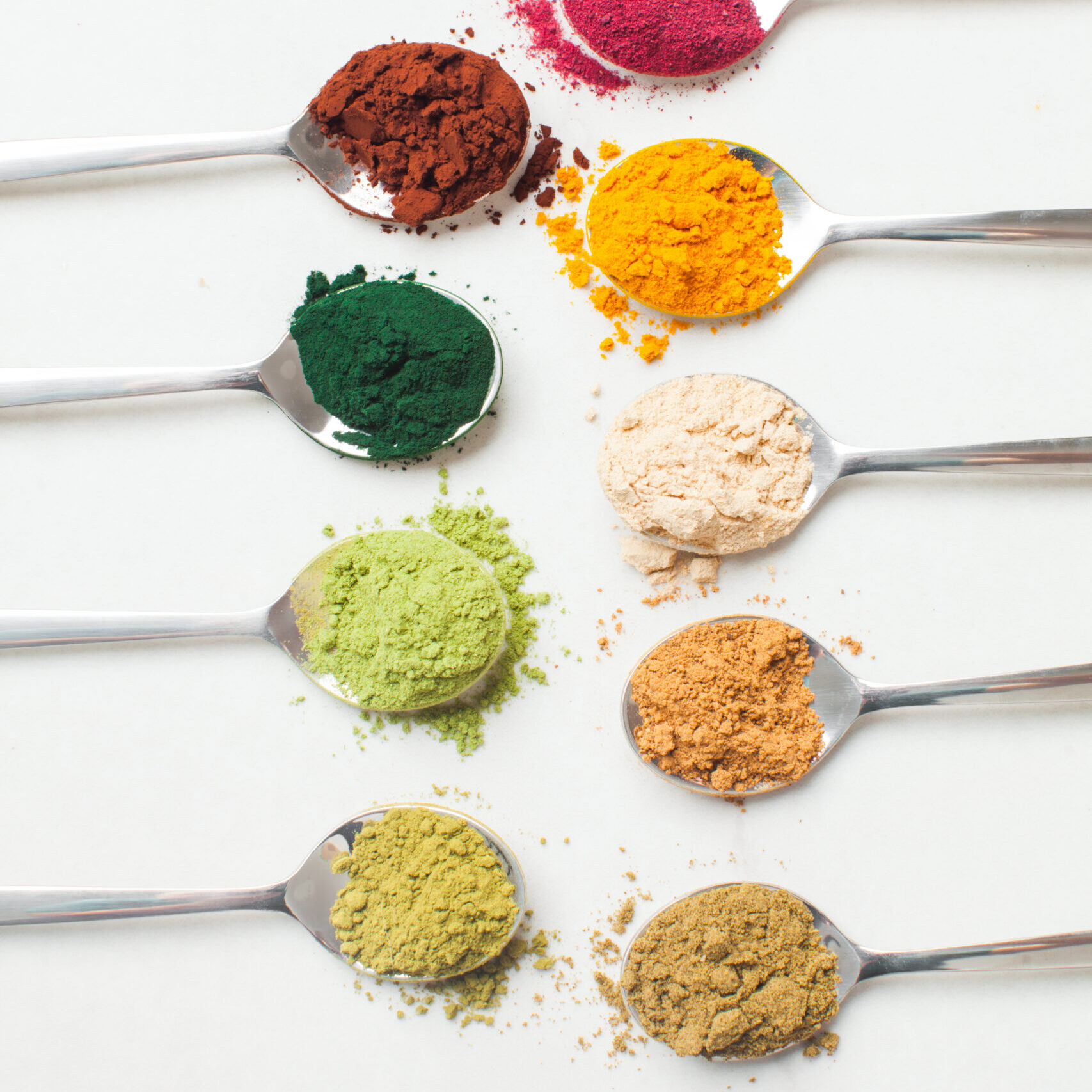 useful powdered dietary supplements. Organic food supplements macro photo