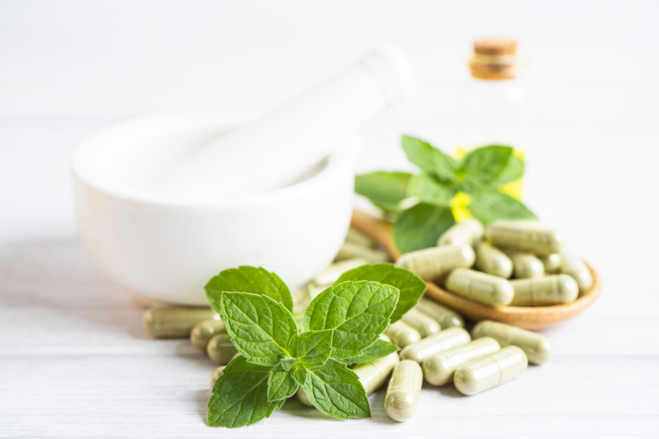 useful powdered dietary supplements. Organic food supplements macro photo